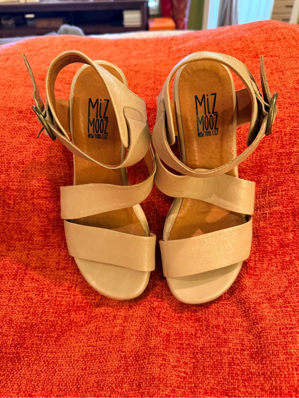 Miz Mooz Beige Leather Strappy Heels